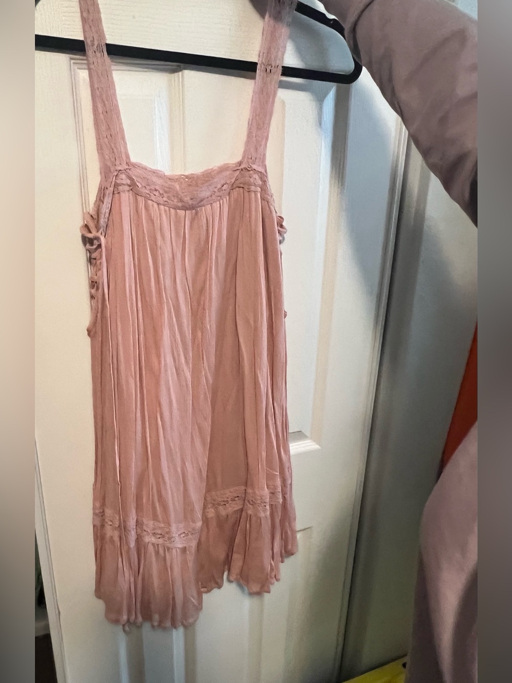 FAVLUX Dusty Rose Lace-Trim Maxi Dress